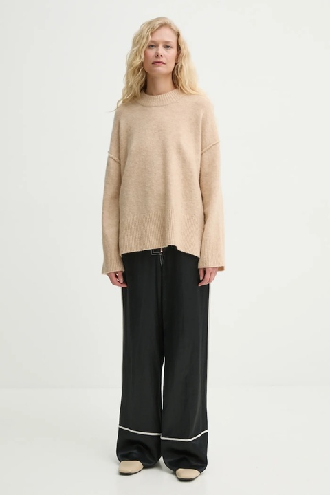 Day Birger et Mikkelsen spodnie z domieszką lnu Gianna damskie kolor czarny szerokie high waist DAY65243687 - zdjęcie produktu nr 2
