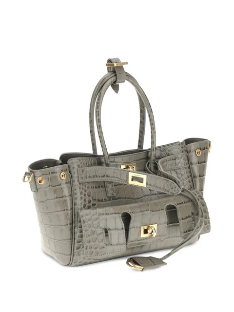 Balenciaga mini Bel Air crocodile-effect leather tote bag - Green - zdjęcie produktu nr 2