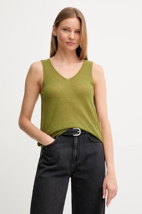 United Colors of Benetton top z wełną kolor zielony 109PDH01F - zdjęcie produktu nr 1