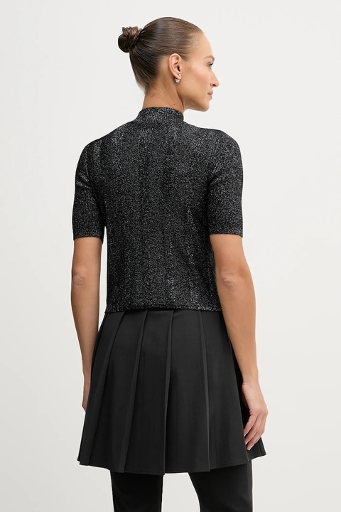 Sisley sweter z dodatkiem wełny damski kolor czarny lekki z półgolfem 1WH2M2025 - zdjęcie produktu nr 2