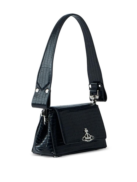 Vivienne Westwood small Hazel croc-embossed flap shoulder bag - Black - zdjęcie produktu nr 2
