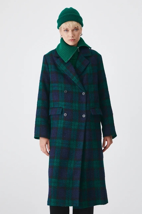 Medicine płaszcz damski kolor zielony przejściowy dwurzędowy - zdjęcie produktu nr 2