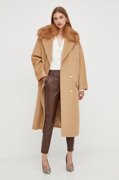 Elisabetta Franchi sweter wełniany damski kolor beżowy - zdjęcie produktu nr 2
