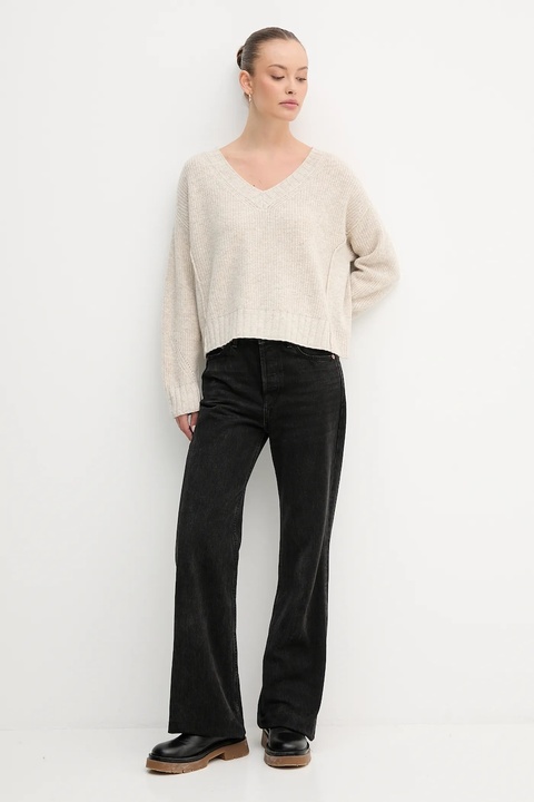 United Colors of Benetton sweter z dodatkiem wełny damski kolor beżowy 126WD402Z - zdjęcie produktu nr 2