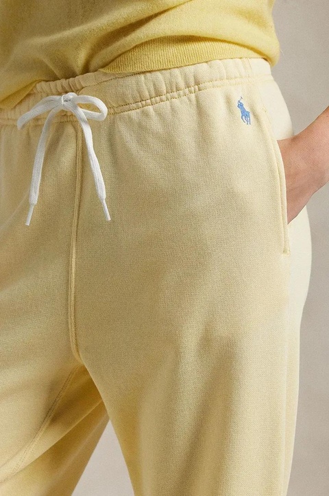 Polo Ralph Lauren spodnie dresowe bawełniane kolor żółty gładkie 211935585 - zdjęcie produktu nr 2