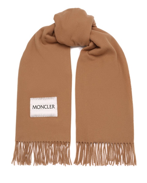MONCLER - Beżowy szalik z wełny - zdjęcie produktu nr 1
