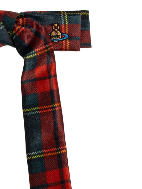 Vivienne Westwood tartan orb-detail hair accessory - Red - zdjęcie produktu nr 2