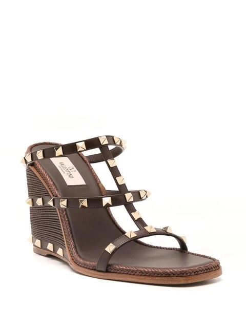 Valentino Garavani Rockstud-embellished wedge sandals - Brown - zdjęcie produktu nr 2