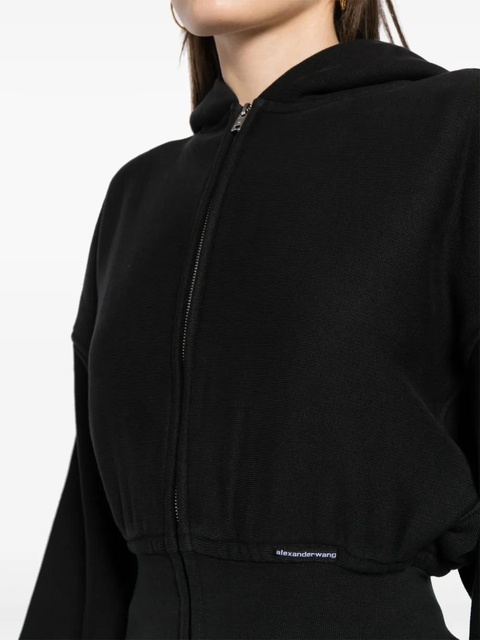 Alexander Wang cropped zip-up cotton hoodie - Black - zdjęcie produktu nr 2