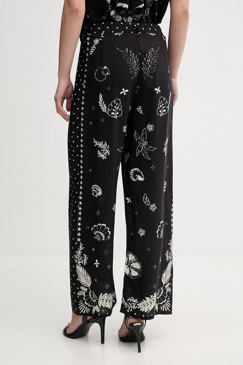 Sisley spodnie damskie kolor czarny szerokie high waist 4YQZLF076 - zdjęcie produktu nr 2