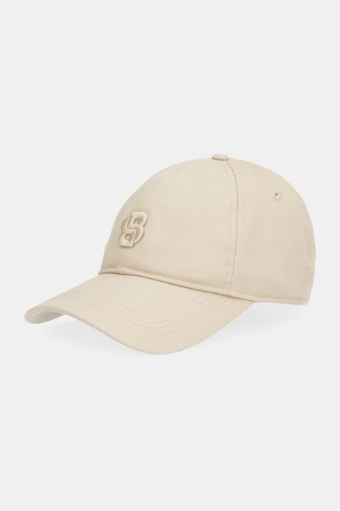 BOSS czapka z daszkiem bawełniana kolor beżowy z aplikacją 50533348 - zdjęcie produktu nr 1