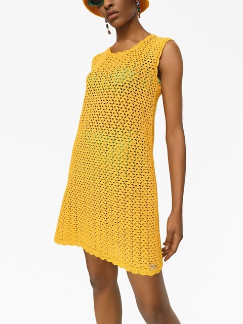 Dolce & Gabbana sleeveless crochet-knit mini dress - Yellow - zdjęcie produktu nr 2