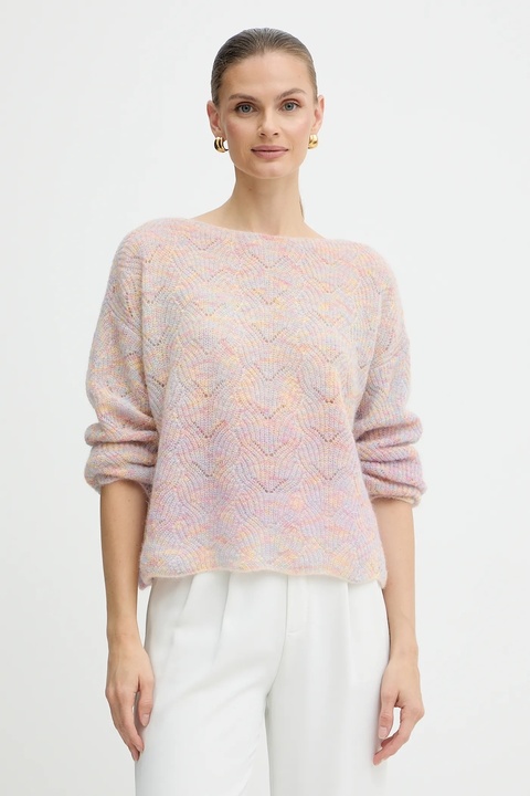 Marella sweter z dodatkiem wełny Emme by Marella damski kolor różowy 2525366282200 - zdjęcie produktu nr 2