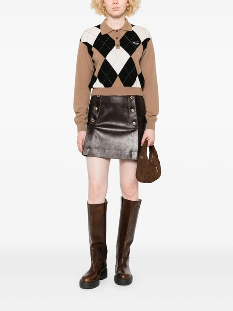 SANDRO leather mini skirt - Brown - zdjęcie produktu nr 2