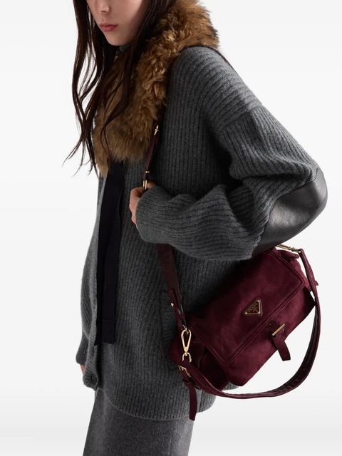Prada medium Explore buckle-fastening suede shoulder bag - Blue - zdjęcie produktu nr 2