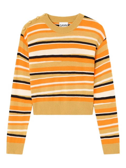 GANNI striped button-detailed sweater - Yellow - zdjęcie produktu nr 1