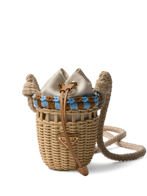 Prada wicker bucket bag - Neutrals - zdjęcie produktu nr 1