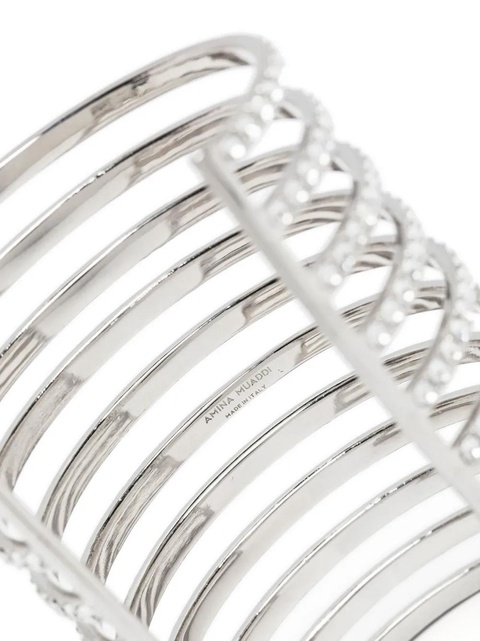 Amina Muaddi Vittoria crystal-embellished cuff bracelet - Silver - zdjęcie produktu nr 2