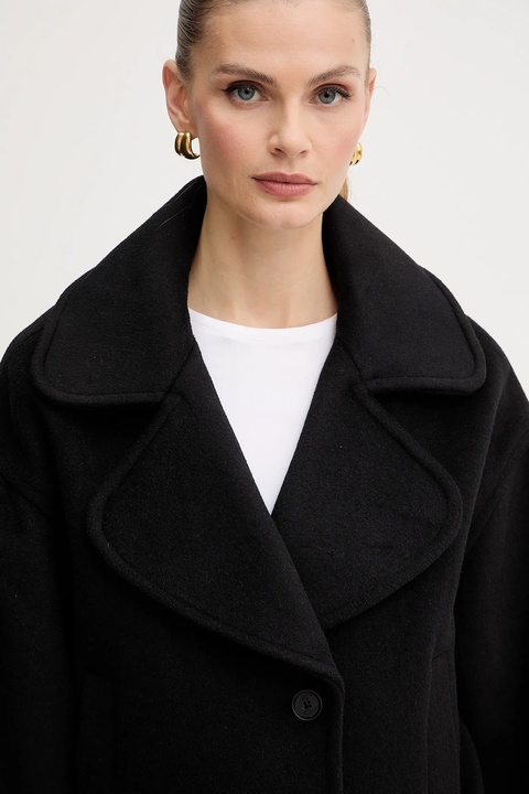 Just Cavalli płaszcz z dodatkiem wełny kolor czarny 79PAT441 CNY13 - zdjęcie produktu nr 2