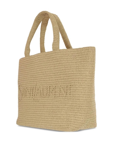 Saint Laurent logo raffia tote bag - Neutrals - zdjęcie produktu nr 2