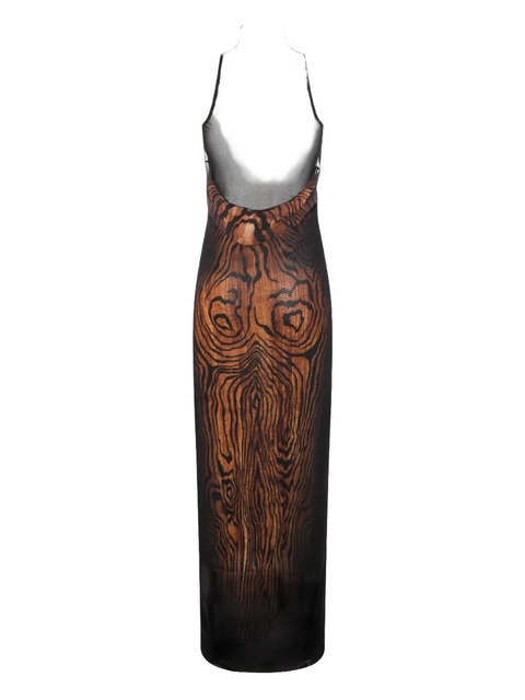 Jean Paul Gaultier high-neck wood-print dress - Black - zdjęcie produktu nr 1