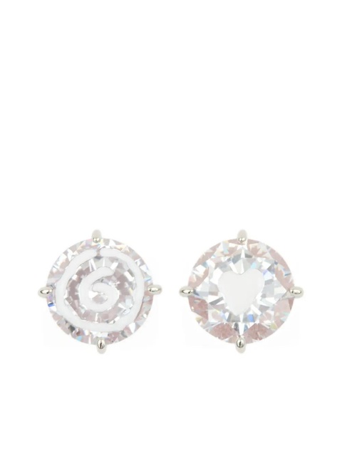 MM6 Maison Margiela swirl heart-patterned stud earrings - Silver - zdjęcie produktu nr 1