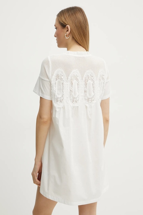 Ermanno Scervino sukienka bawełniana kolor biały mini oversize 56TQ037E36 - zdjęcie produktu nr 2