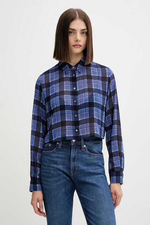 Tommy Jeans koszula damska kolor granatowy relaxed z kołnierzykiem klasycznym DW0DW21452 - zdjęcie produktu nr 1