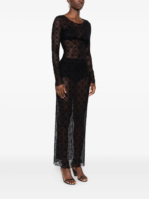 Marine Serre long-sleeve patterned dress - Black - zdjęcie produktu nr 2