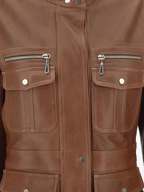 Rabanne multi-pocket leather jacket - Brown - zdjęcie produktu nr 1