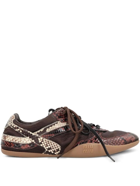 Miu Miu Gymnasium python-printed sneakers - Brown - zdjęcie produktu nr 1
