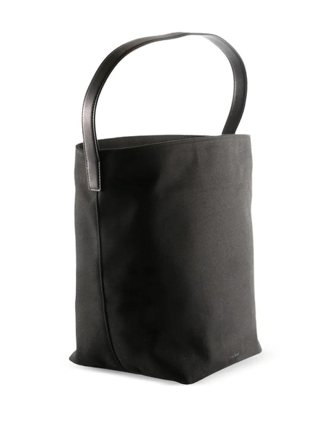 The Row leather-handle cotton tote bag - Black - zdjęcie produktu nr 2
