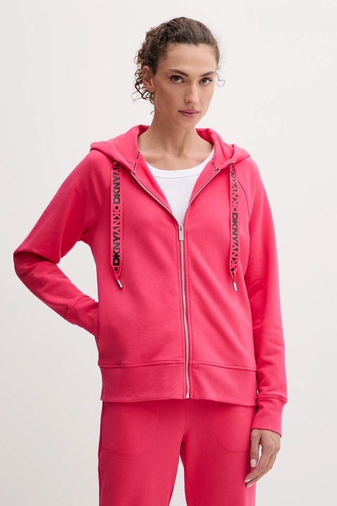 Dkny bluza damska kolor różowy z kapturem gładka DP5J9510 - zdjęcie produktu nr 1