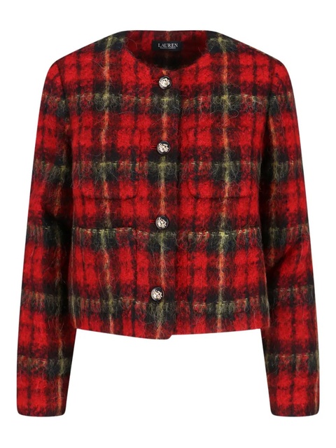 Lauren Ralph Lauren plaid-pattern button tweed jacket - Red - zdjęcie produktu nr 1