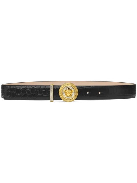 Versace Medusa Biggie croc-effect belt - Black - zdjęcie produktu nr 1