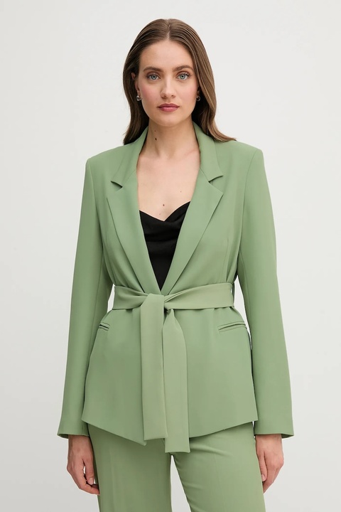 Sandro Ferrone marynarka kolor zielony niezapinana gładka S25XBEFASTY - zdjęcie produktu nr 2