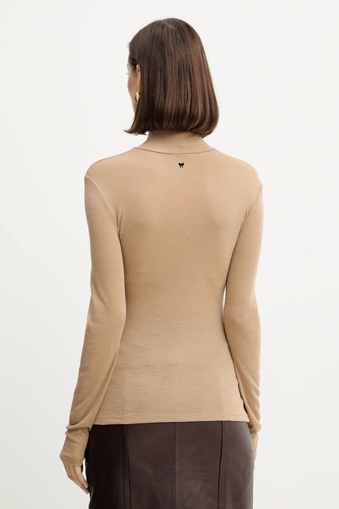 Weekend Max Mara longsleeve z dodatkiem wełny TESEO kolor zielony z golfem 2525946052600 - zdjęcie produktu nr 2