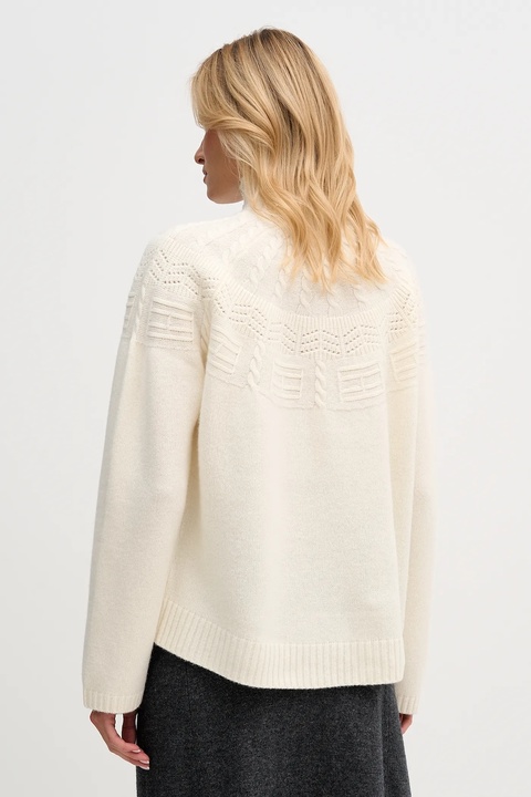 Tommy Hilfiger sweter wełniany damski kolor beżowy z golfem WW0WW47645 - zdjęcie produktu nr 2