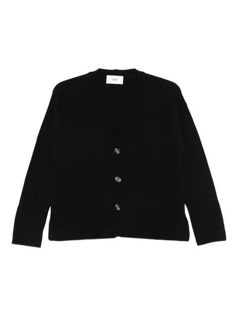 SOLOTRE V-neck ribbed-trim cardigan - Black - zdjęcie produktu nr 1