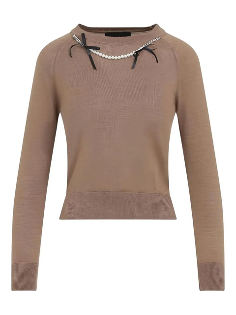 Simone Rocha pearl chain bow sweater - Neutrals - zdjęcie produktu nr 1