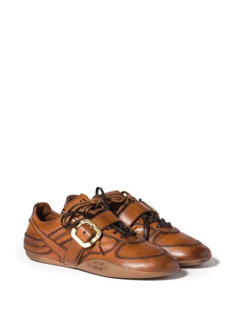 Miu Miu buckle strap leather sneakers - Brown - zdjęcie produktu nr 2