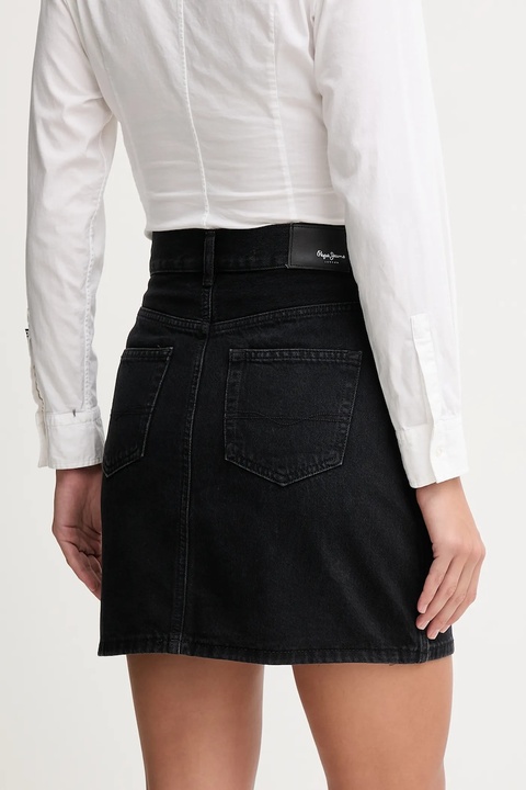 Pepe Jeans spódnica jeansowa kolor czarny mini ołówkowa PL90112449F0 - zdjęcie produktu nr 2