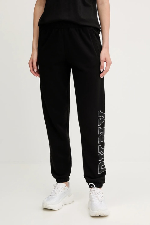 Dkny spodnie dresowe damskie kolor czarny z aplikacją DP5P3737 - zdjęcie produktu nr 1