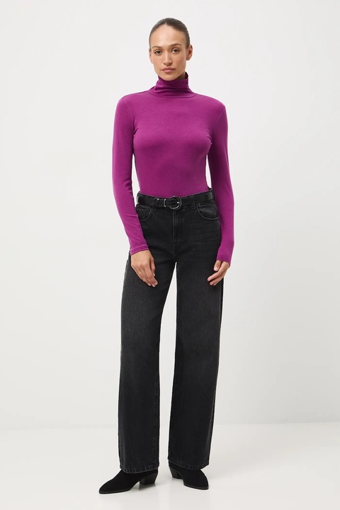 Medicine longsleeve z wełną kolor fioletowy z golfem - zdjęcie produktu nr 1