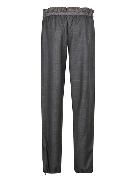 Miu Miu checked-pattern elastic-waistband trousers - Grey - zdjęcie produktu nr 1