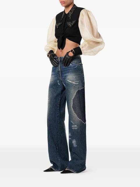 Versace embellished-details puff-sleeve blouse - Black - zdjęcie produktu nr 2