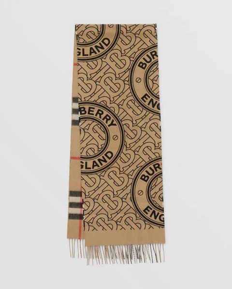 BURBERRY - Dwustronny szalik z kaszmiru - zdjęcie produktu nr 1