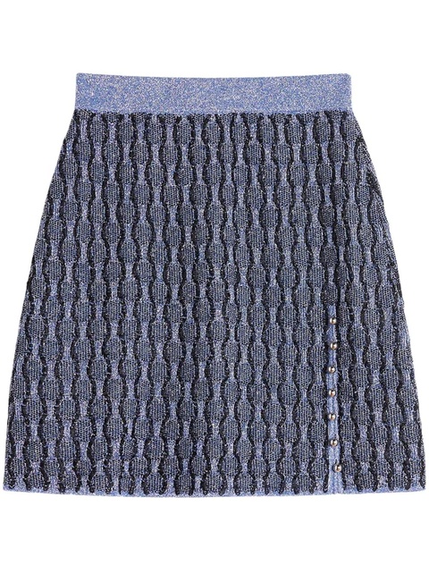 Lanvin patterned intarsia-knit mini skirt - Blue - zdjęcie produktu nr 1