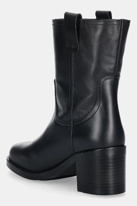 Tommy Hilfiger botki skórzane RIDING LTHR MID BOOT BLOCK HEEL damskie kolor czarny na słupku FW0FW08776 - zdjęcie produktu nr 2