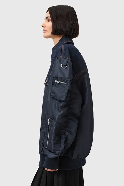 AllSaints kurtka bomber VERITY kolor granatowy przejściowa oversize W024OD - zdjęcie produktu nr 2